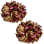 Holographic Cheer Pom Poms Cheerleading Cheerleader Gear 2 piece 1 pair(Maroon/Gold)