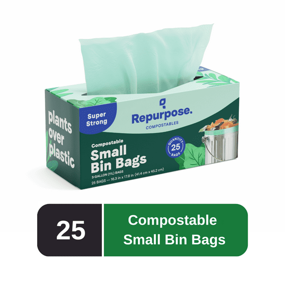 Repurpose Compostable Small Bin Bags, 3 Gallon, 25 ct.
