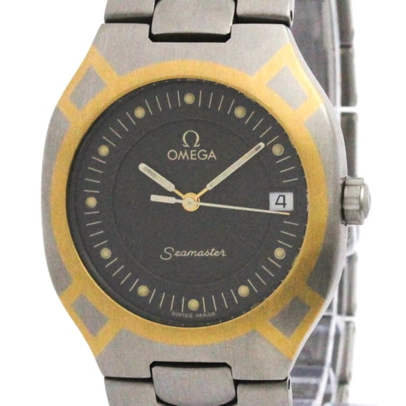 Pre-Owned OMEGA Seamaster Polaris 18K Gold Steel Mens Watch 396.1022 Polished