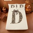 thumbnail image 5 of meiyoeat leopard Bow Tie Letter Bed Sheets,Cheetah Monogram Print D Full Size Sheets,4 Pieces,1 Flat Sheet,1 Fitted Sheet and 2 Pillowcases, 5 of 6