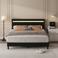 thumbnail image 2 of Forrise Full Size Bed Frame with Upholstered LED Headboard, Built-in USB Ports & Power Outlets, No Box Spring Needed, Black, 2 of 6