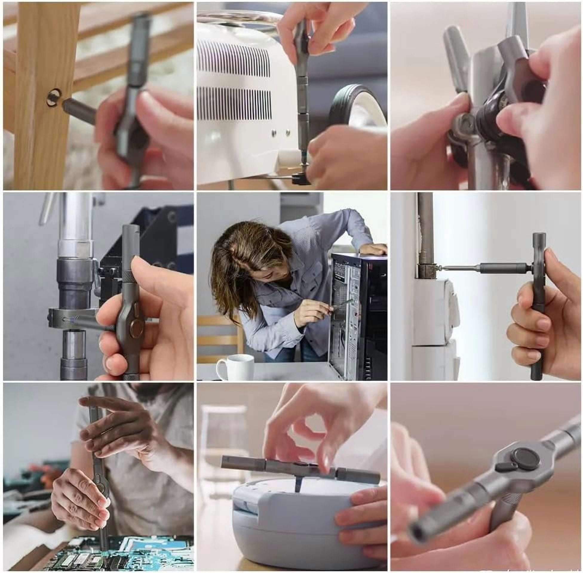 42 in 1 Magnetic Screwdriver Set, DIY Ratchet Screwdriver Set, Multi Bit Magnetic Drive Set with Detachable Ratchet Handle, Portable Compact Repair Tool Kit for Furniture Computer Bicycle Gray