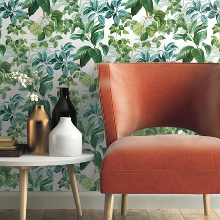 - Rainforest Green Leaves Peel and Stick Wallpaper