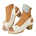 thumbnail image 3 of Fukaraa Women's Chunky Heel Sandals Open Toe Ankle Strap Breathable Summer 2025, 3 of 9