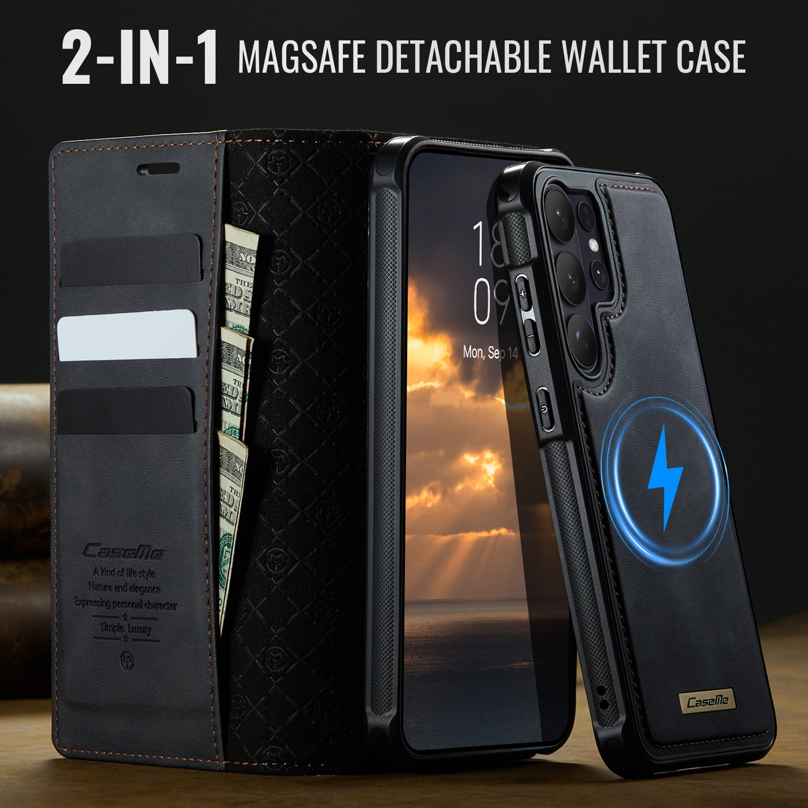 New Phone Case For Samsung Galaxy S26 Ultra, Business Leather Shockproof Flip Stand RFID Card Slots 2-in-1 Detachable Magnetic Wallet Case Cover,Black