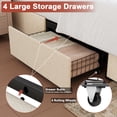 thumbnail image 4 of GUNAITO Full Size Bed Frame with 4 Storage Drawers, Velvet Upholstered LED Bed with USB Ports, Modern Wingback Headboard Bed with Bedside Storage Board, Beige, 4 of 7