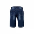 thumbnail image 4 of USNSM Men's Distressed Jean Shorts Ripped Bermuda Denims Casual Fitted Trendy Streetwear Elastic Waist Straight Shorts Pants Blue S, 4 of 9