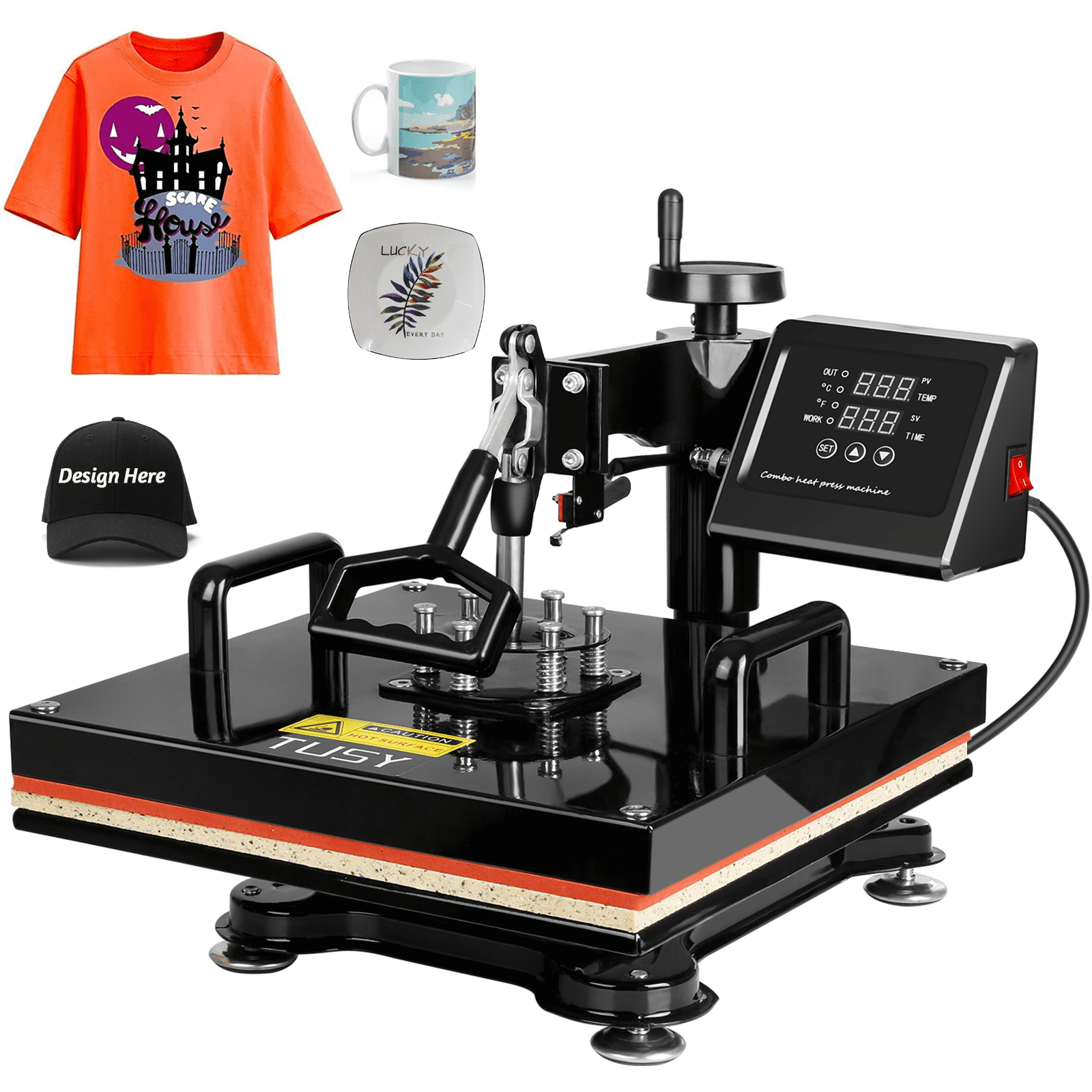 5-1 Heat Press Machine Transfer Sublimation Print T-Shirt Mug Hat Plate Cap【USA】 
