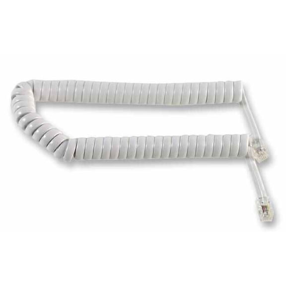 PRO SIGNAL - White RJ10 Plug to Plug Coiled Telephone Handset Cable - 1.4m