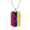 thumbnail image 1 of Venezuela Flag Necklace Stainless Steel or 18k Gold Dog Tag 24" Chain, 1 of 8