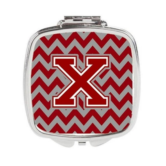 Carolines Treasures  Letter X Chevron Maroon & White Compact Mirror