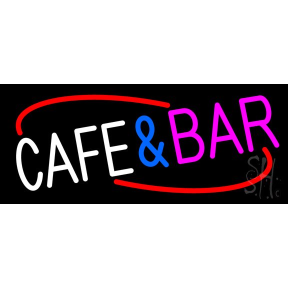 Red Cafe And Bar LED Neon Sign 10 x 24 - inches, Clear Edge Cut Acrylic Backing, with Dimmer - Bright and Premium built indoor LED Neon Sign for Bar decor.