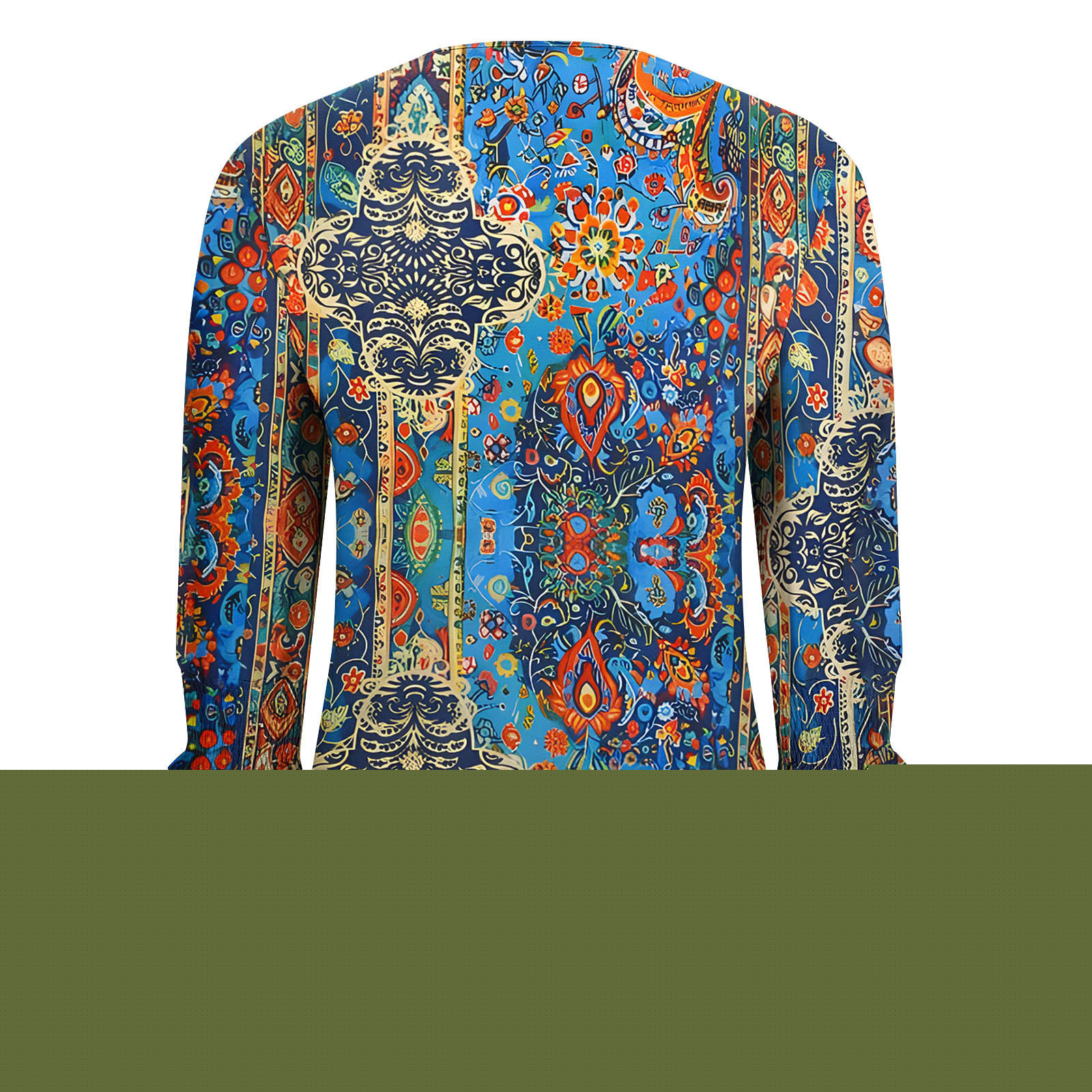 thumbnail image 6 of Womens Tops Casual 3/4 Length Sleeve V-Neck Floral Printed Smocked Cuffs Dressy T-Shirts Ladies Tunic Tops, 6 of 7