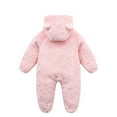 thumbnail image 4 of ERkkoi Newborn Boys Girls Romper Baby Onesies Bear Outfit Suit Fleece Jumpsuit Romper Hooded Winter Snowsuit Clothes Pink 9-12 Months, 4 of 8