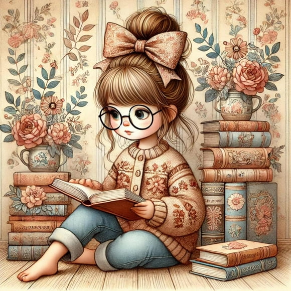 Kit d'Art Diamant à Thème "Temps de Lecture" 5D (Convivial pour Débutants) - Peinture Diamant Motif Livre à Perçage Complet DIY, Kit d'Art et d'Artisanat de Gemmes - Idéal pour la Décoration Intérieure et les Cadeaux - 12x12 Pouces (Cadre Non Inclus)