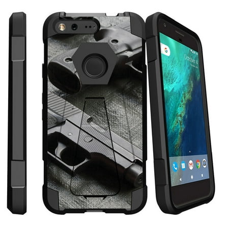 Google Pixel XL , Pixel XL Cover Shock Fusion Heavy Duty Dual Layer Kickstand Case -  (Best Melee Weapon In Pixel Gun 3d)
