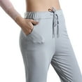 thumbnail image 6 of Horkkom Yoga Pants Women Trendy Elastic Waist Drawstring Sweatpants Lightweight Slim Straight Leg Pants Athletic Workout Pants with Pockets L, 6 of 7