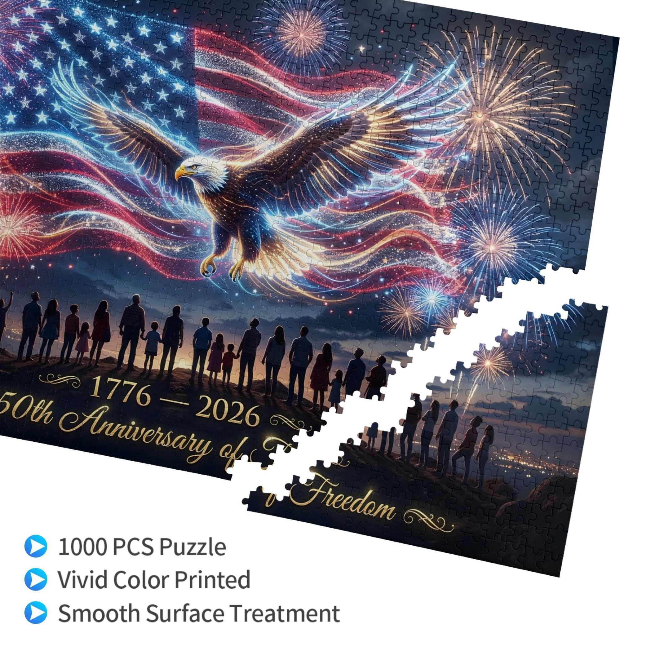250th Anniversary of the USA Jigsaw Puzzle, 1000 Pieces 250 Years Independence Tribute, Family Game Nights Gift, 29.5" x 19.7"