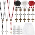 thumbnail image 1 of Kit para hacer collares y rosarios de cuentas de madera (1160 piezas) para la primera comunión, oración y colgantes de cuentas redondas de madera., 1 of 6