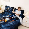thumbnail image 3 of Castle Fairy Extreme Motocross Queen Sheet Sets 4 Pieces for Men, Rocky Terrain Bed Set for Bedroom, Orange and Blue, 3 of 6