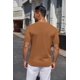 thumbnail image 3 of Camiseta COOFANDY Henley de manga corta para hombre, color marrón, 3 of 9