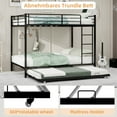 thumbnail image 3 of Miniyam Metal Full over Full Bunk Bed with Trundle, Space Saving Bunk Bed Frame with Ladder and Guardrails for Dorm, Apartment, Black, 3 of 7