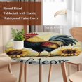thumbnail image 3 of Yellow Retro Rooster Round Tablecloth 45-54 Inch Round Fitted Table Cloth with Elastic Edge, Farmhouse Animals Sunflower Waterproof Table Cover Protector for Outdoor Picnic Party Dining, 3 of 6