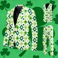 thumbnail image 2 of Men's Saint Patrick's Day Print 3-Piece Suit Formal Occasions Modern Slim Fit Menswear Coordinating Vest Jacket Wedding Party Floral Lightweight Blazer Pants Set, 2 of 7