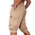 thumbnail image 6 of WERYOUNG Men's Casual Shorts Solid Color Elastic Waist Leisure Wear Relaxed Fit Cargo Shorts With Pockets And Drawstring Outdoor Activities Soft Breathable Bottom, 6 of 8