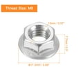 thumbnail image 2 of Uxcell Flange Left Hand Nuts, M8x1.25mm 304 Stainless Steel Serrated Flange Left Hand Reverse Nuts, Silver 5pack, 2 of 6