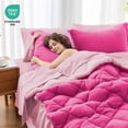 thumbnail image 2 of Juego de edredón MUXHOMO, tamaño queen, 7 piezas, reversible, rosa intenso, 2 of 9