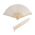 thumbnail image 1 of 50Pcs Paper Hand Fan Bamboo Handheld Folded Fan Decorative Paper Fan Wedding Party Favors (Cream), 1 of 5