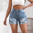 thumbnail image 5 of Ashirexll Women's Shorts, High Waisted Shorts Women, High Waist Skinny Stretchy Ripped Summer Denim Shorts, 5 of 7