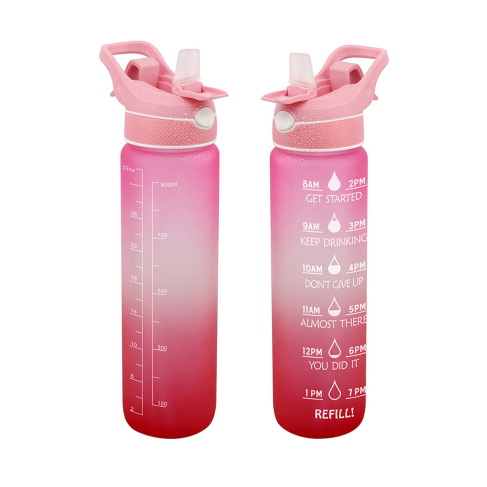 JUNZAN Water Bottles with Straw for Women 32 oz Timer Marker Pink Glitter  Water Bottle for Workout Gym Sports BPA Free Spill Proof