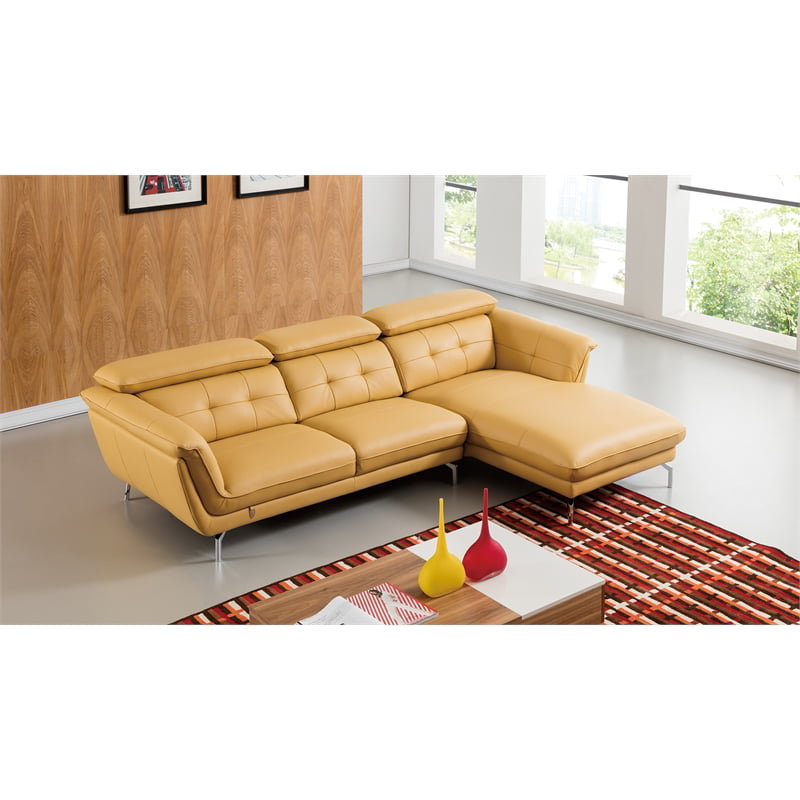 Ek L083 Yellow Italian Leather, Yellow Leather Sectional Furniture