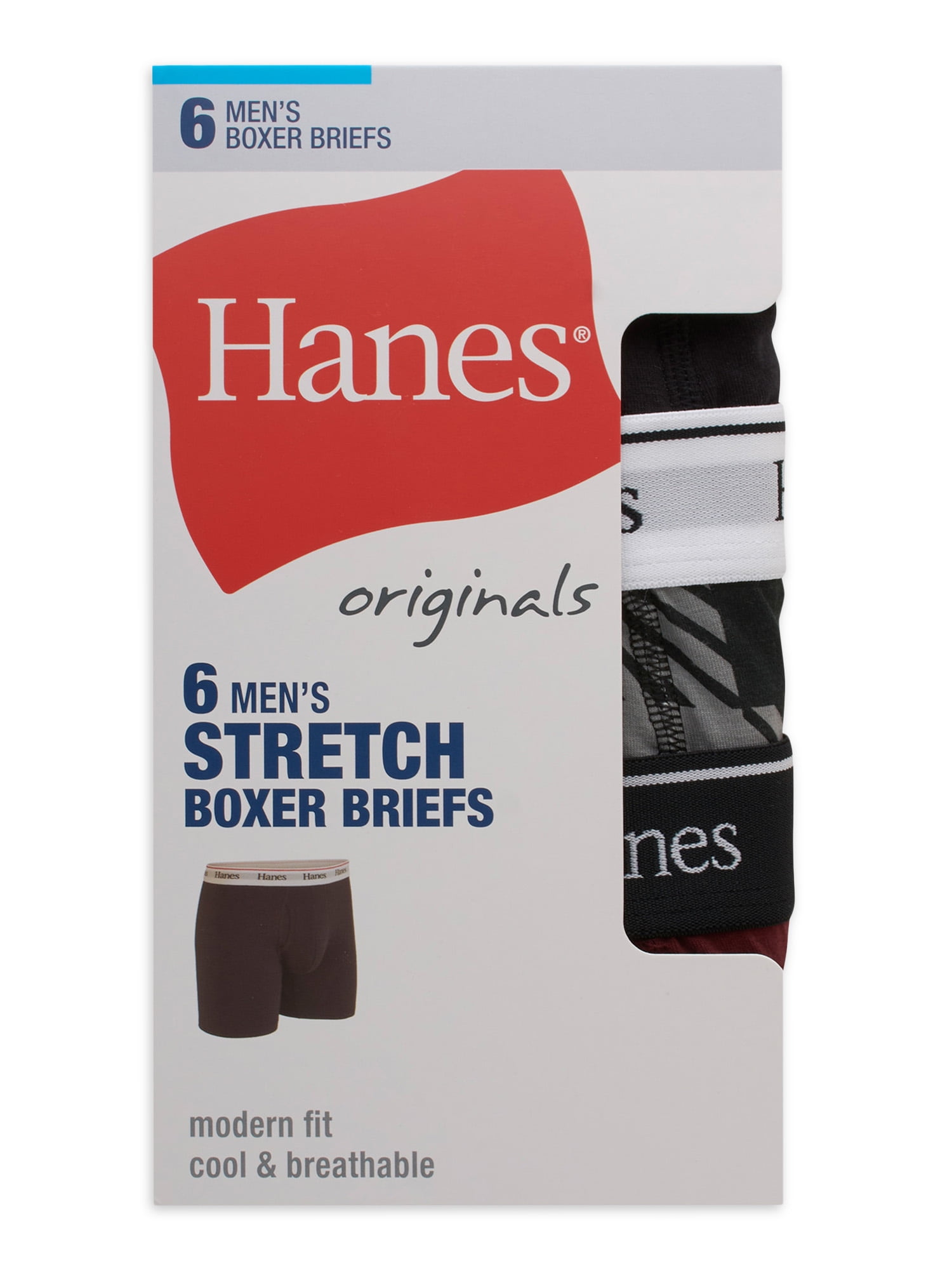 Hanes Originals Men’s Boxer Briefs, Moisture-Wicking Stretch Cotton, Greens, 6-Pack