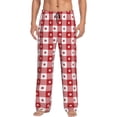 thumbnail image 2 of Lsque Red Plaid Daisy Print Men's Pajama Pants, Lounge Pant - Comfortable Home Wear,Elastic Waistband, Stylish Design-Large, 2 of 9
