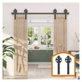 thumbnail image 2 of Traditional Sliding Barn Door Hardware Slides Tracks And Rollers, Flat Track Antique Style Use For Double Doors ,Easy to Install, 2 of 6