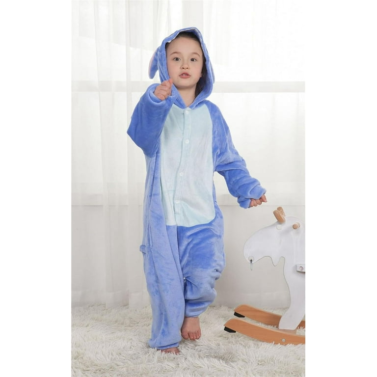 Unisex Kids Stitch One-Piece Soft Flannel Animal Pajamas Anime