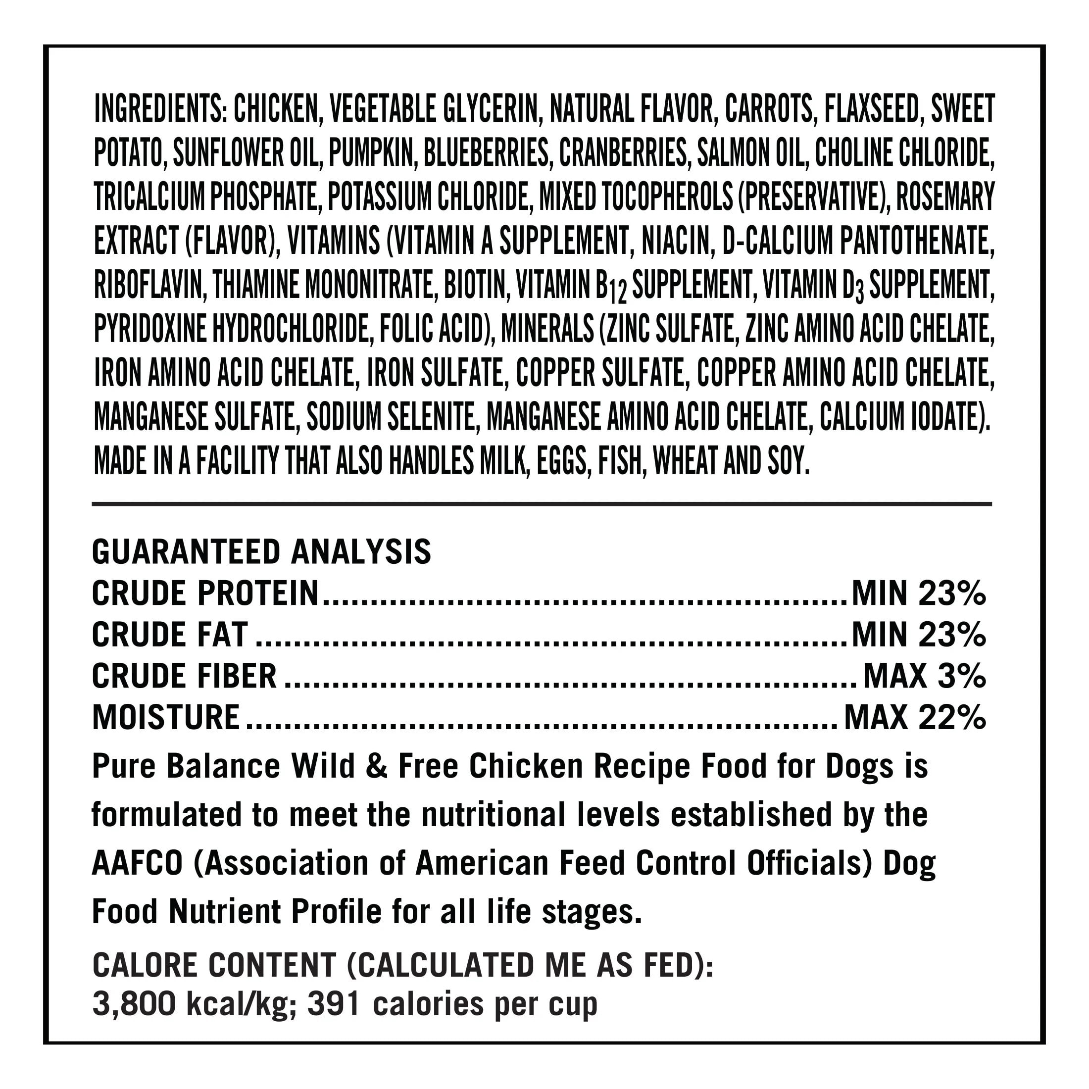 (4 pack) Pure Balance Wild & Free Air-Dried Dog Food, Chicken Recipe, 2 lb