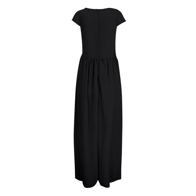 ladies black summer dress Dressy Dresses, Chiffon Boho Dress, Short Sleeve Beach Outfits for Women, Business Casual for Women, Solid Weekend Solid Color Summer Dresses for Wedding Guest TUXEDO SIZE:US 6 OUR SIZE IS ASIAN SHEIN Maternity Elegant Long