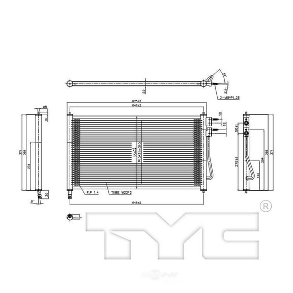 TYC 3391 Parallel Flow A/C Condenser for 2005-2007 Ford Focus FO3030197
