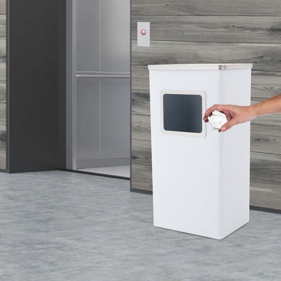 Vintoro 201 Stainless Steel Garbage Can, Modern White Trash Can, Freestanding, Indoor&Outdoor
