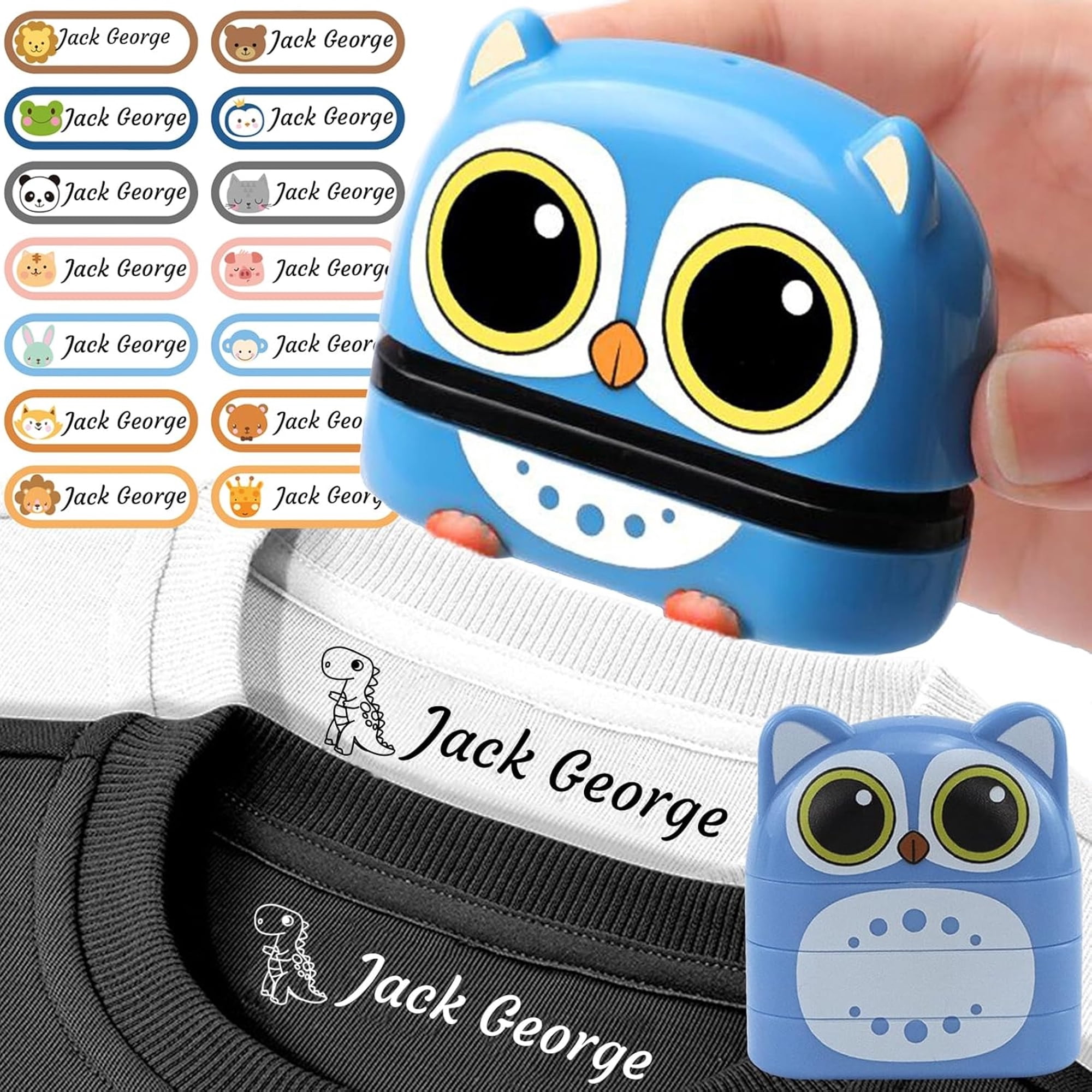 CCOCC Name Stamp for Clothes,Name Stamp for Clothing Kids Waterproof,Double-Sided (White + Black Ink),School Daycare Essentials,Personalized Signature Stamp