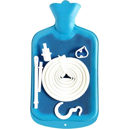 Rubber Enema Bag Kit Anal Douche Vaginal Douche Enema Cleaner for Women’s or Man’s Health (Blue-2L)