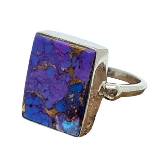 Solid 925 Sterling Silver Ring For Men & Women, Purple Copper Turquoise Ring Gemstone Unique Handcrafted Ring For Her Or Him