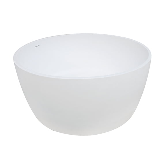 Kingston Brass VRTRS515124 51-Inch Solid Surface Round Double Ended Freestanding Tub with Drain in Matte White