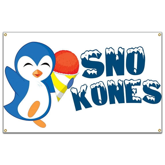 SignMission B-60 Sno Kones 36 x 60 in. Banner Sign - Sno Kones