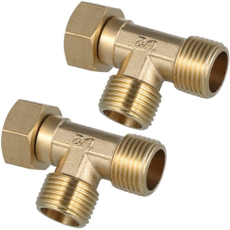 Luxshiny 2Pcs Brass Elbow Connector for Water Pipe Joint Changing Flow Direction Golden