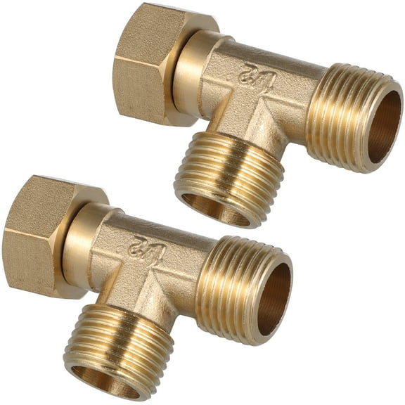 Luxshiny 2Pcs Brass Elbow Connector for Water Pipe Joint Changing Flow Direction Golden
